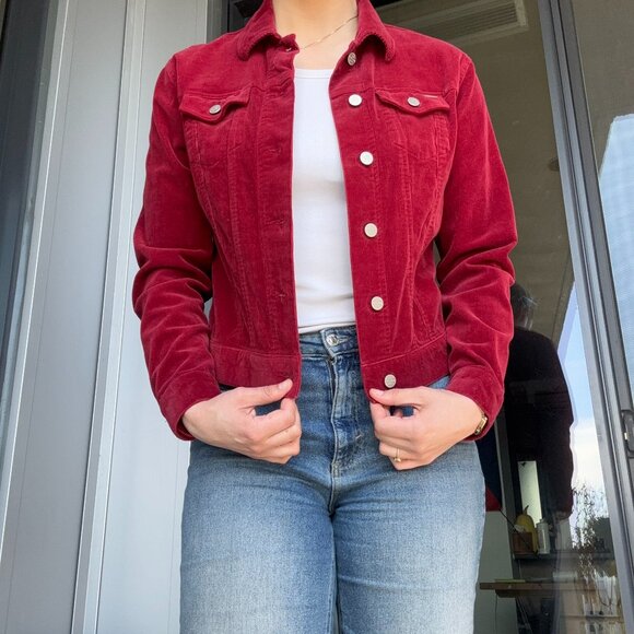 Point Zero Corduroy Cherry Red Jacket size M - Picture 1 of 5